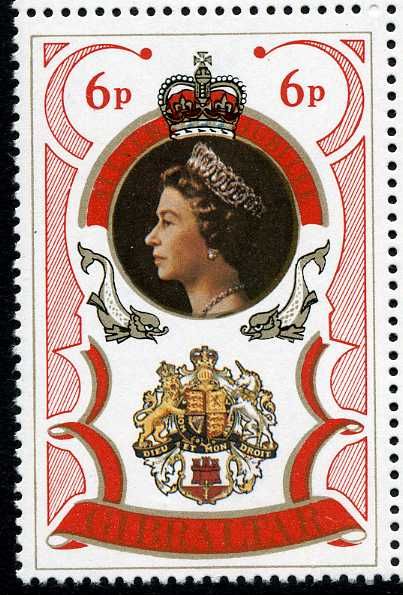 Queen Elizabeth II, Royal Arms & Gibraltar Arms (red)