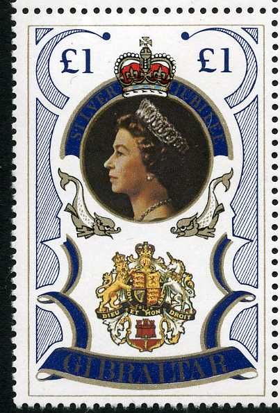 Queen Elizabeth II, Royal Arms and Gibraltar Arms (blue