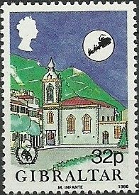 St. Andrew's Church and Santa's Sleigh crossing the Moon