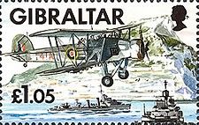 Fairey Swordfish, I-Class Destroyer and Rock of Gibraltar