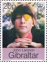 John Lennon (musician) with Flower over Left Eye