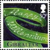 Green Ribbon Bearing Words "Happy Millennium"