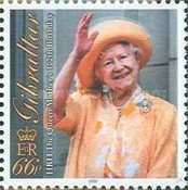 HRM The Queen Motherin a Orange Coat and Hat