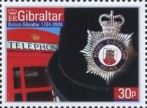 Royal Gibraltar Police Helmet and Red Phone Box