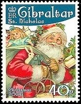 St. Nicholas in Red Robe, with Animals, Doll and Sack