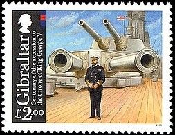 King George V in Navy Uniform and Gun Battery