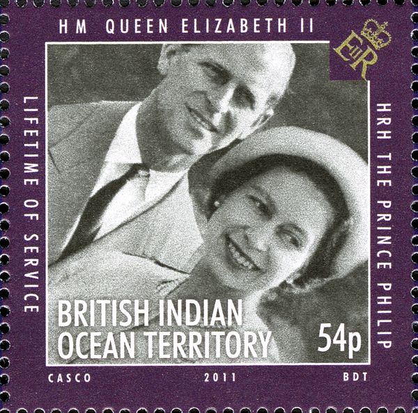 Queen and Prince Philip, b/w photograph, Queen at right