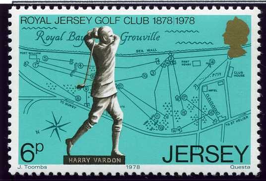 Harry Vardon Statuette & the Map of the Royal Jersey Course