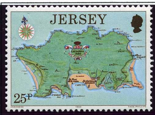Map of Jersey showing Fortresses by Thomas Pillips