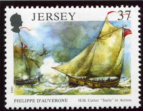 H.M.S. "Surly" (cutter) attacking French Convoy, 1809