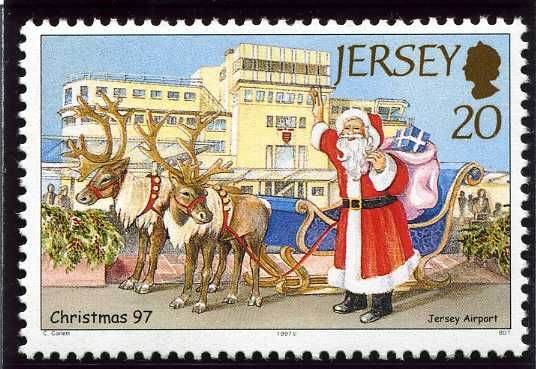Father Christmas and Reindeer outside Jersey Airport