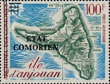 Map of Anjouan overprinted