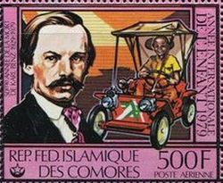 Karl Benz & car with child