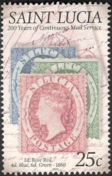1d Rose Red, 4d Blue And 6d Green (1860)