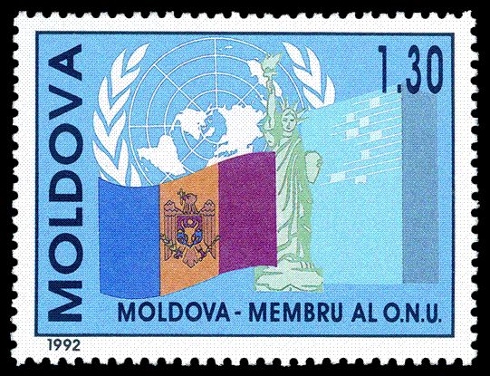 Moldovan Flag, Statue of Liberty, UN Emblem