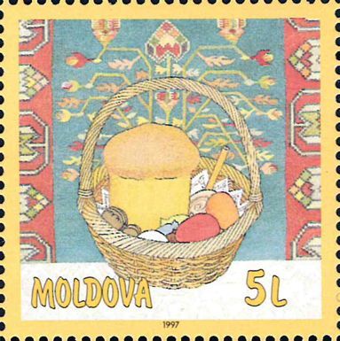 Easter Basket with Bread and Eggs
