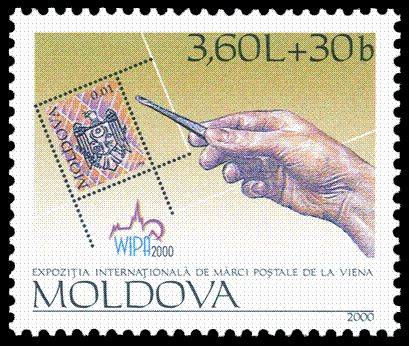 Hands Holding Tweezers and 1994 State Arms Stamp