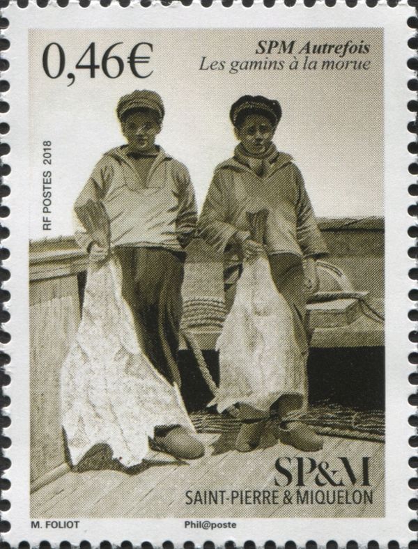 Views of Old SPM : Children Processing Cod Fish
