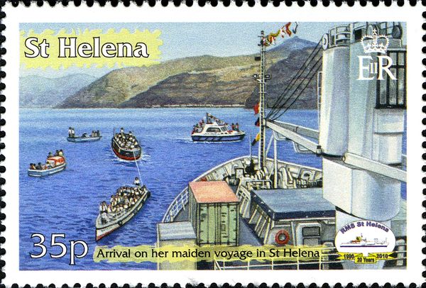Arrival at St. Helena on her maiden voyage