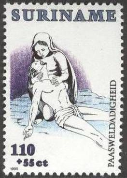 Mary holding martyred Christ