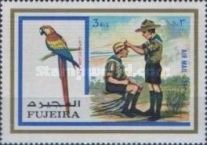 Scarlet Macaw (Ara macao) and Boy Scouts Gives First Aid
