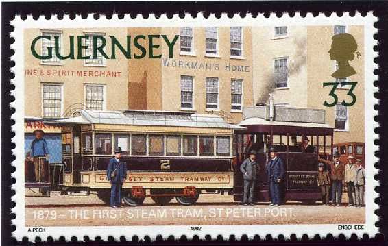 First Steam Tram at St. Peter Port, 1879