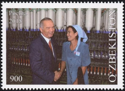President Karimov Greeting Factory Worker