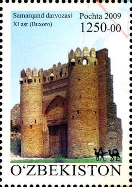 Old City Gate, Samarkand and Map of Silk Road