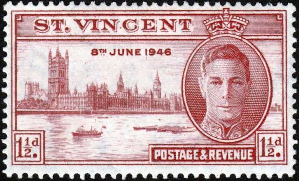 King George VI and Houses of Parliament, London