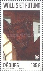 Detail head of Christ on wooden cross