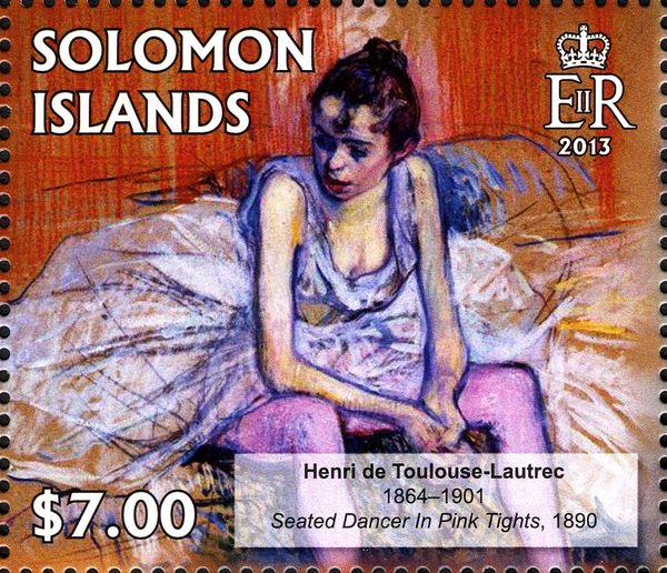 Seated Dancer in Pink Tights (1890)