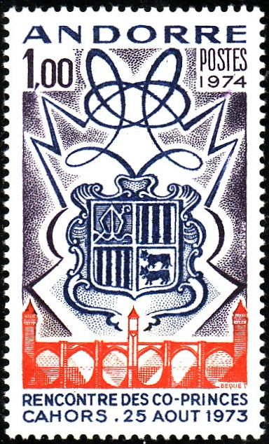 Coat of arms of Andorra, old bridge of Cahors