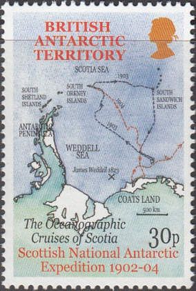 Map of Weddell Sea Cruises of Scotia