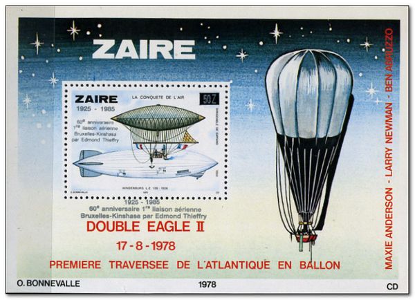 First Trans-Atlantic Balloon Flight - Surcharged
