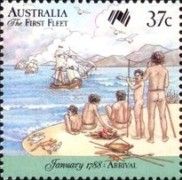 Aborigines Watch Arrival of Fleet, Botany Bay