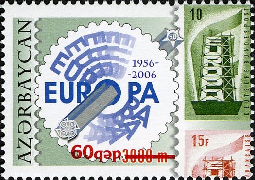 Europa Emblem and West German Stamp - Surcharge