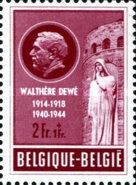 Walther Dewé in Medallion and Statue "Dame Blanche"