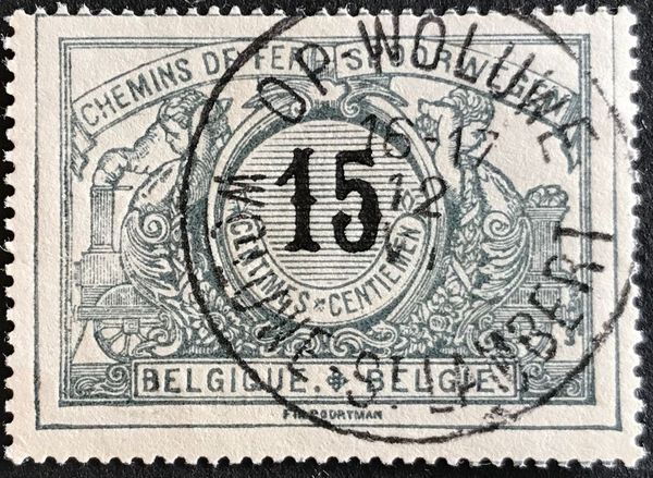 Railway Stamp: Black Numeral with Bilingual Text