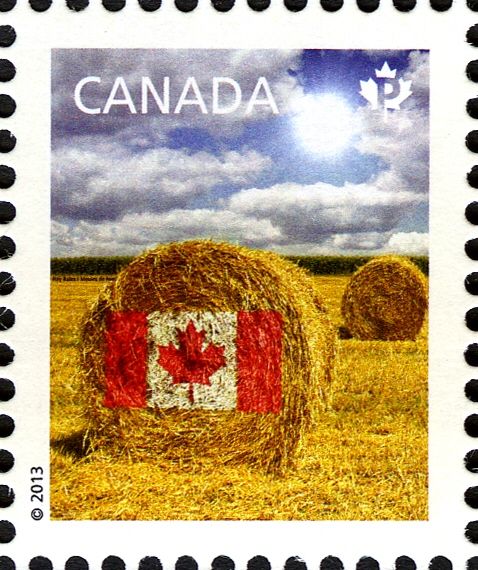 Flag on hay bale