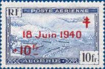 Potez 56 Plane over Algiers Harbor - surcharged