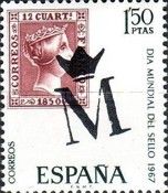 1850 12c Stamp with Crowned M (Madrid) Postmark