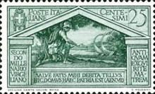 Aeneas landed on the Tiber greets the new land