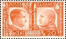 Portraits of Mussolini (1863-1945) and Hitler (1889-1945)