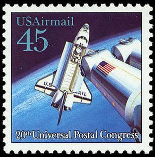 Space Shuttle delivering Mail to Space Station