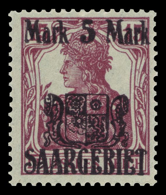 Overprint 'SAARGEBIET' & surcharge(B) 5M on 15pf