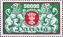 The coat of arms of Danzig with lions